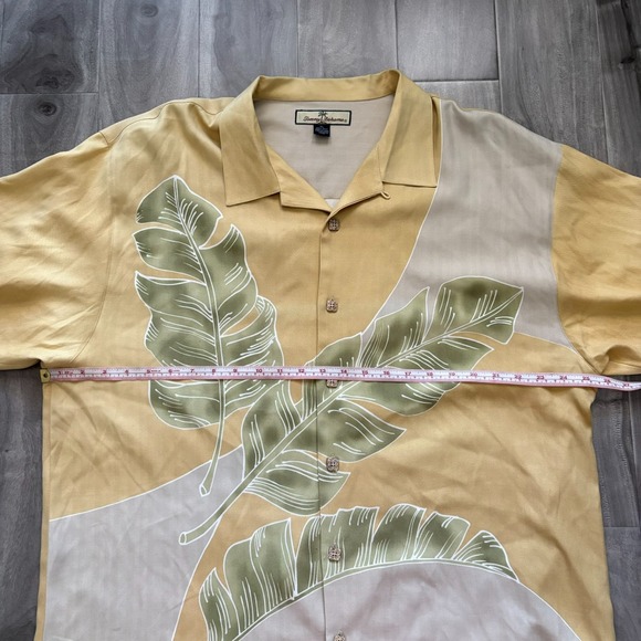 Tommy Bahama Shirt XL Mens 100% Silk Yellow Beige Button Up Relax - Picture 10 of 13
